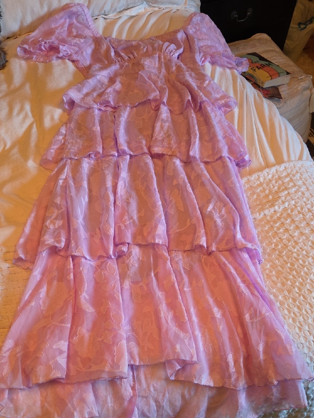 SHEIN Lilac Tiered Ruffle Maxi Dress